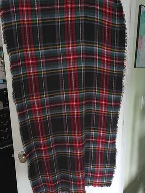 Merona Black, Red & Green Plaid Fringe Scarf